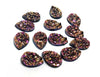 CA661 - 10 pcs Druzy Resin Embellishment Cabochons Magenta Pink Gold Multicolor - 14x10mm - Teardrop - 14mm x 10mm - 3mm Thick