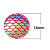 CA447 - 10 pcs Mermaid Fish Scales Resin Carved Embellishment Cabochons Pink Red Multicolor AB - 16mm (5/8 in)