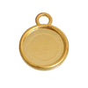 P340 - 10 pcs. Gold Plated Circle Round Bezel Cabochon Pendant Tags Trays - 12mm Glue Pad - 18x14mm - Single Loop - Made of Alloy!