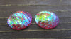 CA467 - 5 pcs Mermaid Fish Scales Resin Carved Embellishment Cabochons Pink Red Multicolor - 25mm (1 in)