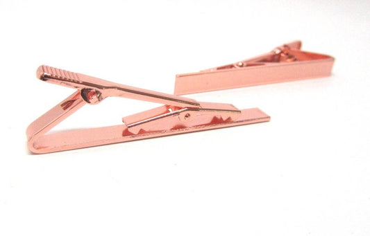TC011 - 1 pc Rose Gold Plated Tie Bars/Clips - 55x5mm Glue Pad - Over 2 inches long!