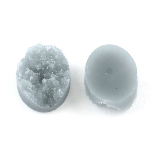 10 pcs Druzy Resin Embellishment Oval Cabochons Gray - 14x10mm - 14mm x 10mm - 10x14mm