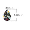 P228 - 10 pcs. Black Multicolor Floral Embroidered Faux Leather Dangle Charms Pendants - Teardrop - 56mm (2.2") - Double Sided