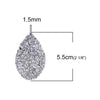 P737 - 10 pcs. Silver Faux Leather Dangle Charms Pendants - Teardrop - 55mm (2.17") - Great for Light Earrings, Necklaces or Dangles! Double Sided