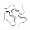 E375 - 200 pcs (100 pairs) Gunmetal with Flat Earring Hooks - 19mm x 18mm - Hole Size: 2mm - 0.7mm Thick (21 Gauge)
