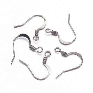 E375 - 200 pcs (100 pairs) Gunmetal with Flat Earring Hooks - 19mm x 18mm - Hole Size: 2mm - 0.7mm Thick (21 Gauge)