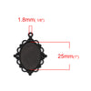P1171 - 10 pcs. Black Plated Oval Pendant Picture Photo Frame Bezel Tray Setting Pendants Charms - Fits 25mm x 18mm - 25x18mm - Cabochons / Cameos