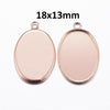 P1011 - 10 pcs. 304 Stainless Steel Oval Bezel Cabochon Pendant Trays - Smooth - 18mm x 13mm Glue Pad - Rose Gold - Tarnish Resistant!