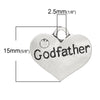 P076 - 4 pcs. Antique Silver "Godfather" charm with rhinestone - 17mm X 14mm