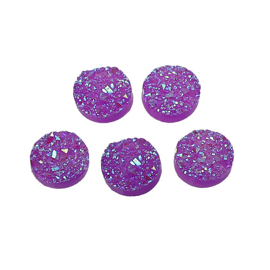 CA155 - 10 pcs Druzy Resin Embellishment Cabochons Violet Purple - 12mm
