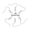E800 - 100 pcs. 304 Stainless Steel Silver Tone French Earring Hooks with Spring and Ball - 22mm - 3mm Ball - 21 Gauge (0.7mm Thick)