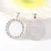 P020 - 5 pcs. Silver Plated Rhinestone Pendant Trays Circle Posts Settings Bezels Cabochons - 20mm Glue Pad Setting