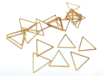 P023 - 10 pcs Stainless Steel Golden Triangle Metal Dangle Charms Pendants - 23mm x 20mm - 0.91" - Great for Making Fringe Earrings and Dangles!