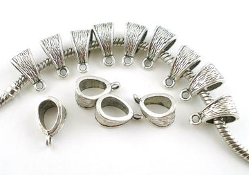 P289 - 50 pcs. Antique Silver Dangle Triangle Slider Spacer Bails with Loop - 14mm x 7mm
