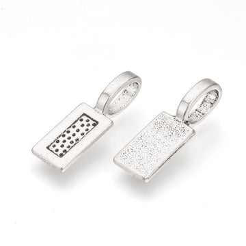 BD577 - 100 pcs. Antique Silver Tone Rectangular Medium Glue On Bails - 21mm x 7mm - Rectangle