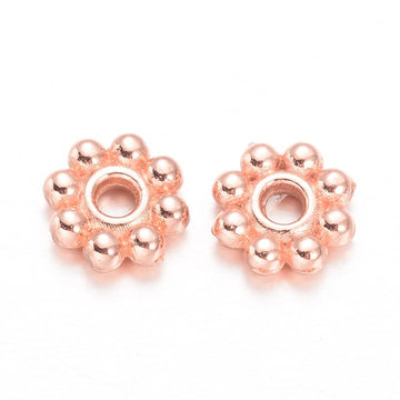 BD270 - 100 pcs Rose Gold Plated Snowflake Daisy Spacer Beads- 5mm x 1.5mm - Hole Size: 1mm