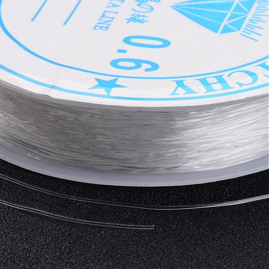 CA715 - 1 Roll - 8M (26.24 ft) - Clear Transparent Beading Stretch Elastic Cord Roll - 0.6mm