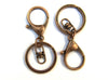 CL087A - 3 pcs. Antique Copper Tone Lobster Swivel Clasp and Key Ring - 69 x 30mm (2.72 inch) - Claw Clasps