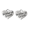 P056 - 4pcs. Antique Silver "Brother of Groom" charm with rhinestone- 16 mm X 14 mm