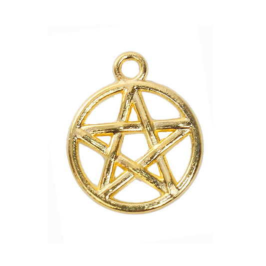 P786A - 10 pcs. Gold Plated Pentagram Charms Pendants - 20mm X 17mm - Hole Size: 2.2mm