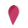 P612 - 10 pcs. Hot Pink Faux Leather Dangle Charms Pendants - Pinch Leaf - Silver Tone Jump Ring - 63mm (2.5") - Great for Light Earrings or Dangles