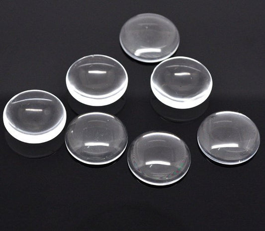 CA513 - 10 pcs. Circle Clear Round Glass Dome Seals Tiles - 20mm (0.79 in)