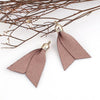 P452 - 10 pcs. Light Brown Faux Leather Tassel Dangle Charms Pendants - Golden - 5.2cm (2.05") x 3.3cm (1.3") - Great for Light Earrings &amp; Dangles!
