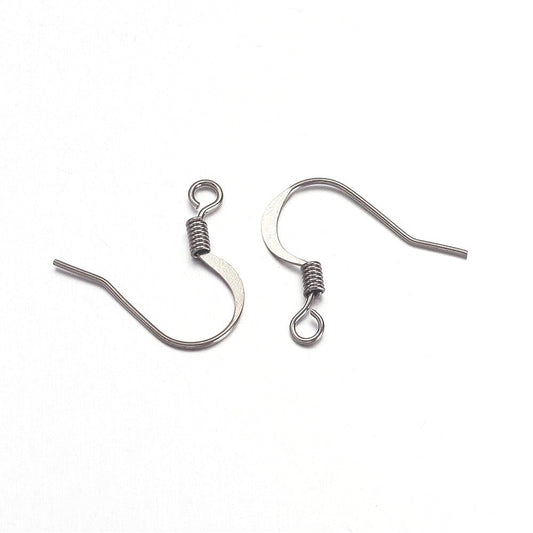 E375 - 200 pcs (100 pairs) Gunmetal with Flat Earring Hooks - 19mm x 18mm - Hole Size: 2mm - 0.7mm Thick (21 Gauge)