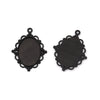 P1171 - 10 pcs. Black Plated Oval Pendant Picture Photo Frame Bezel Tray Setting Pendants Charms - Fits 25mm x 18mm - 25x18mm - Cabochons / Cameos