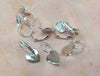 E323 - 10 pcs. Silver Plated Earring Clips Settings Lever Back Bezels Cabochons - 12mm Glue Pad Setting - Heart Shape Bezels