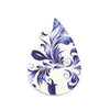 P1046 - 10 pcs. Blue and White Porcelain Faux Leather Dangle Charms Pendants - Teardrop - 56mm (2.2") - Great for Earrings! Double Sided