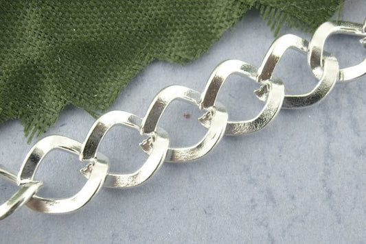 2M (6.56 Ft) - Silver Plated Chain Link - 7 x 8mm