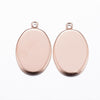 P1011 - 10 pcs. 304 Stainless Steel Oval Bezel Cabochon Pendant Trays - Smooth - 18mm x 13mm Glue Pad - Rose Gold - Tarnish Resistant!