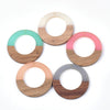P2202 - 4 pcs. Assortment of Clear Resin and Wood Hoop Flat Pendant - 49mm - (1.93")- LARGE - Great for Earrings and Necklaces!