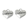 P076 - 4 pcs. Antique Silver "Godfather" charm with rhinestone - 17mm X 14mm