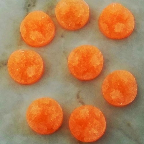 CA156 - 10 pcs Druzy Resin Embellishment Cabochons Orange - 12mm Diameter - Circle - 5mm Thick
