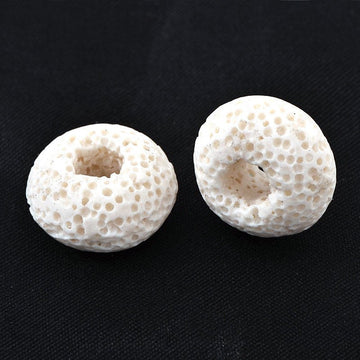 BD661 - 10 pcs White Cream Lava Rondelle Spacer Beads - 15mm - Large Hole - Hole Size: 5mm - Fits Paracord and European Cords!