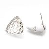 E504 - 10 pcs. (5 pairs) Silver Tone Earring Posts/Bases/Studs/Settings - Hammered Style - Triangle - 16.5mm x 17mm Glue Pad - Hole Size: 2mm