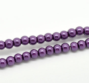 BD106 - 8mm Purple Glass Pearl Imitation Round Beads - 32 inch strand