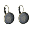 E347 - 10 pcs. Antique Bronze Earring Clips Settings Lever Back Bezels Cabochons - 16mm Glue Pad Setting - Smooth Edge