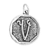 P097 - 4 pcs. Antique Silver LARGE Letter "V" Alphabet Letter Charm Pendant - 23mm x 20mm - Stamped Design