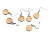 E540 - 10 pcs. 304 Stainless Steel Silver Tone Earring Dangle Hooks Settings Bezels Cabochons - 14mm Glue Pad Setting - Wood Trays