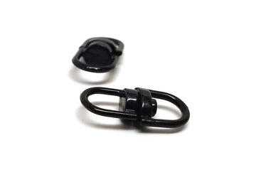 BA028 - 20 pcs. Black Plated Oval Swivel Connectors Clasps for Key Rings Key Chains - 19mm x 9mm