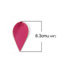 P612 - 10 pcs. Hot Pink Faux Leather Dangle Charms Pendants - Pinch Leaf - Silver Tone Jump Ring - 63mm (2.5") - Great for Light Earrings or Dangles