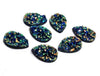 CA662 - 10 pcs Druzy Resin Embellishment Cabochons Blue Multicolor - 14x10mm - Teardrop - 14mm x 10mm - 3mm Thick