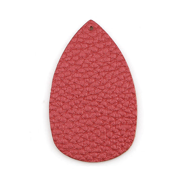 P1030 - 10 pcs. Red Faux Leather Dangle Charms Pendants - Plump Teardrop - 58mm (2.3") - Great for Light Earrings! Double-Sided