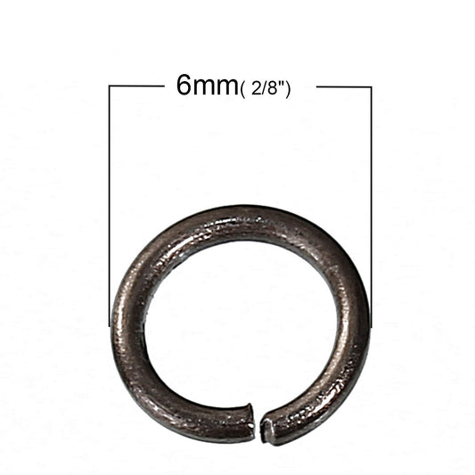 J086 - 100 pcs Brown Open Jump Rings 6mm - 18 Gauge - High Quality (1mm Thick