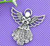P738 - LARGE - 10 pcs. Antique Silver Angel Charms Pendants - 42mm X 39mm (1.65 inch)