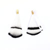 P783 - 10 pcs Black and White Dangle Charms Pendants - Feather - Gold Plated Crimps - 40mm (1.6") - Great for Light Earrings, Necklaces or Dangles