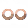 P2202 - 4 pcs. Assortment of Clear Resin and Wood Hoop Flat Pendant - 49mm - (1.93")- LARGE - Great for Earrings and Necklaces!